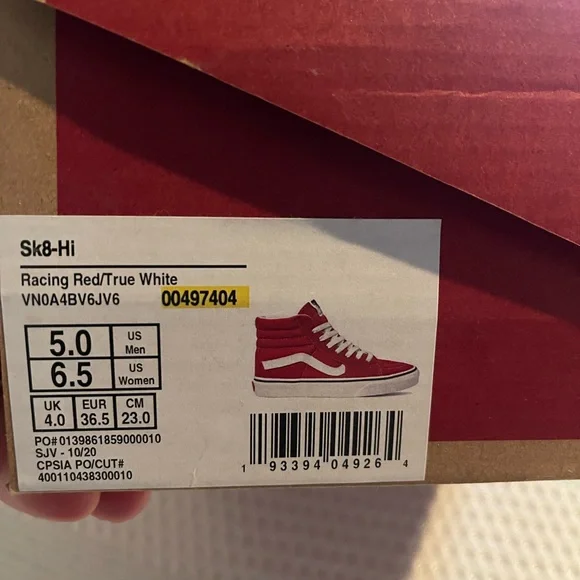 NEVER WORN!! vans Sk8-hi red with suede detail size 6.5 - Picture 6 of 6